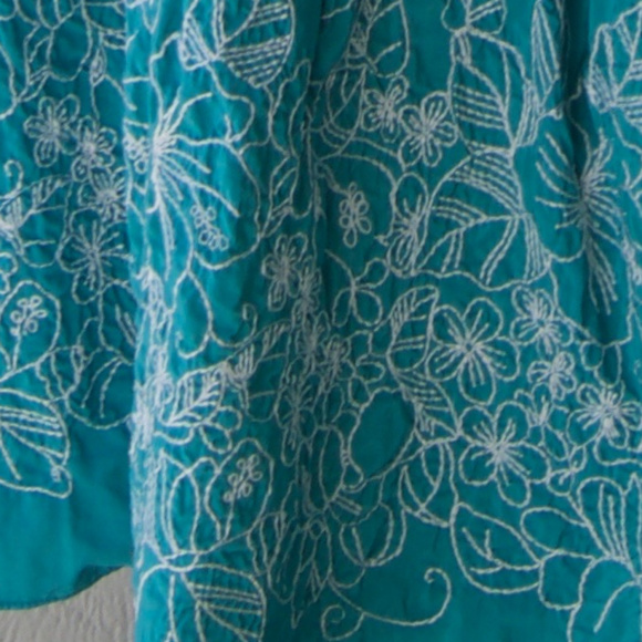 Elle A-Line Skirt - Blue with White Embroidery - Picture 2 of 8